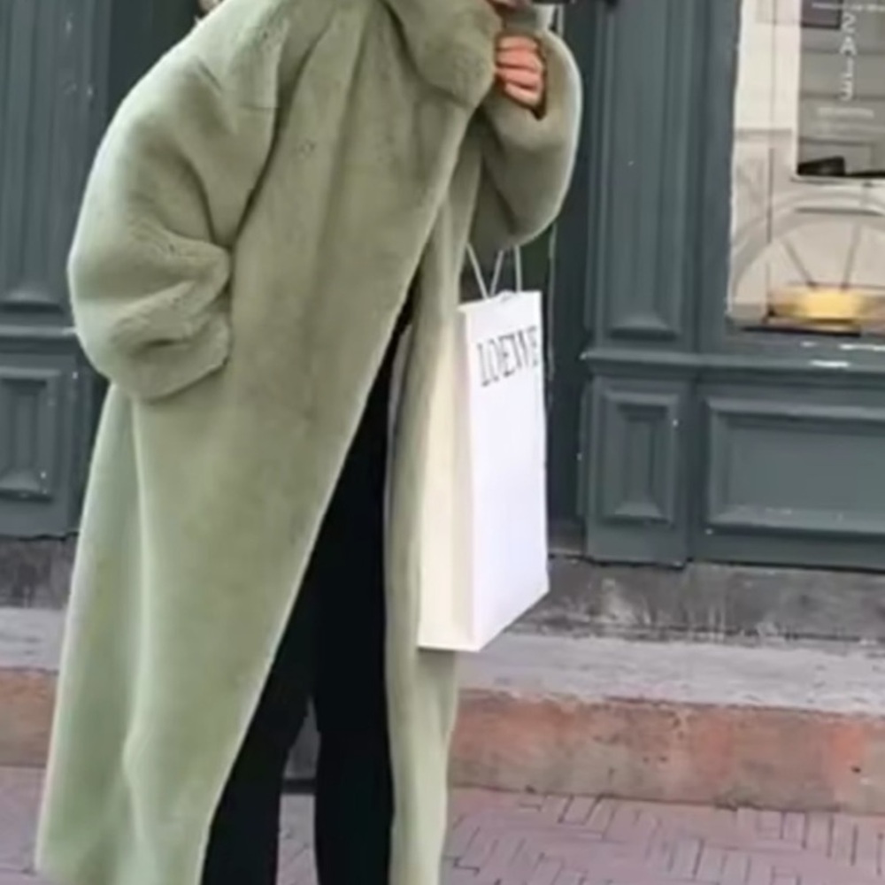 Oversized Teddy Coat in Sage Green